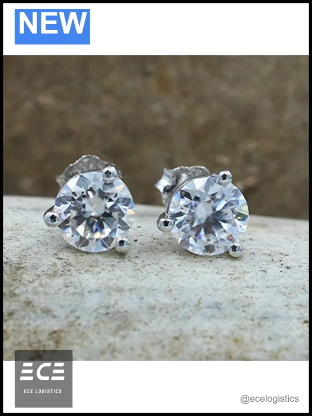 1.50 Ct Moissanite Stud Earrings 14K White Gold Post 925 Sterling Silver 6mm